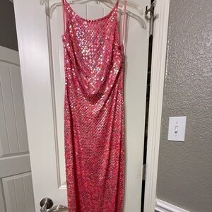 Cachet Glittering Pink Sequin Gown